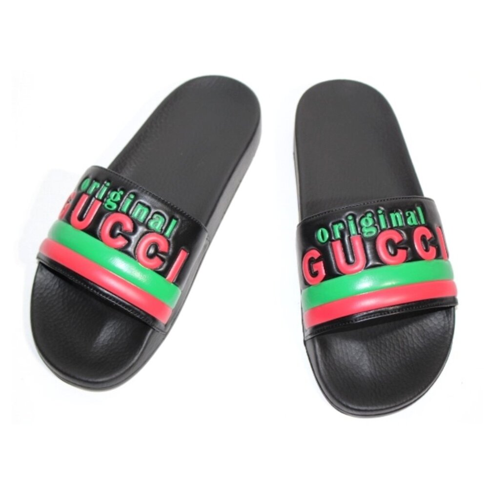 Gucci Mens 632183 Black Rubber 'Original Gucci' Slides Sandals, Sz. Gucci 10‎